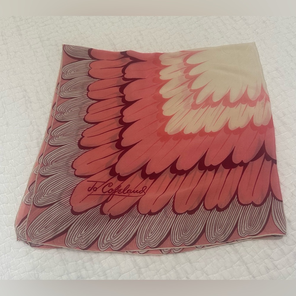 Pink Chiffon Silk Scarf by Jo Copeland - 33” x 32.5”